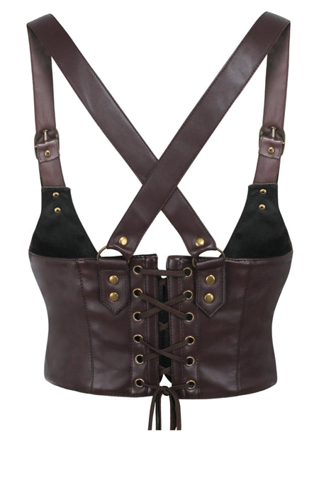 Brown Faux Leather Harness belt Corset