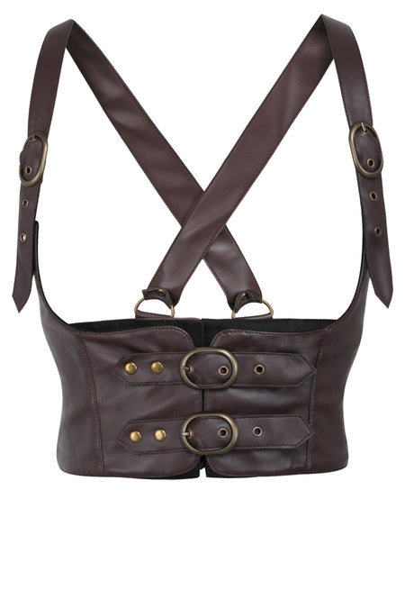 Brown Faux Leather Harness belt Corset