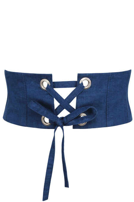 Violet Blue Chambray Corset Style Belt